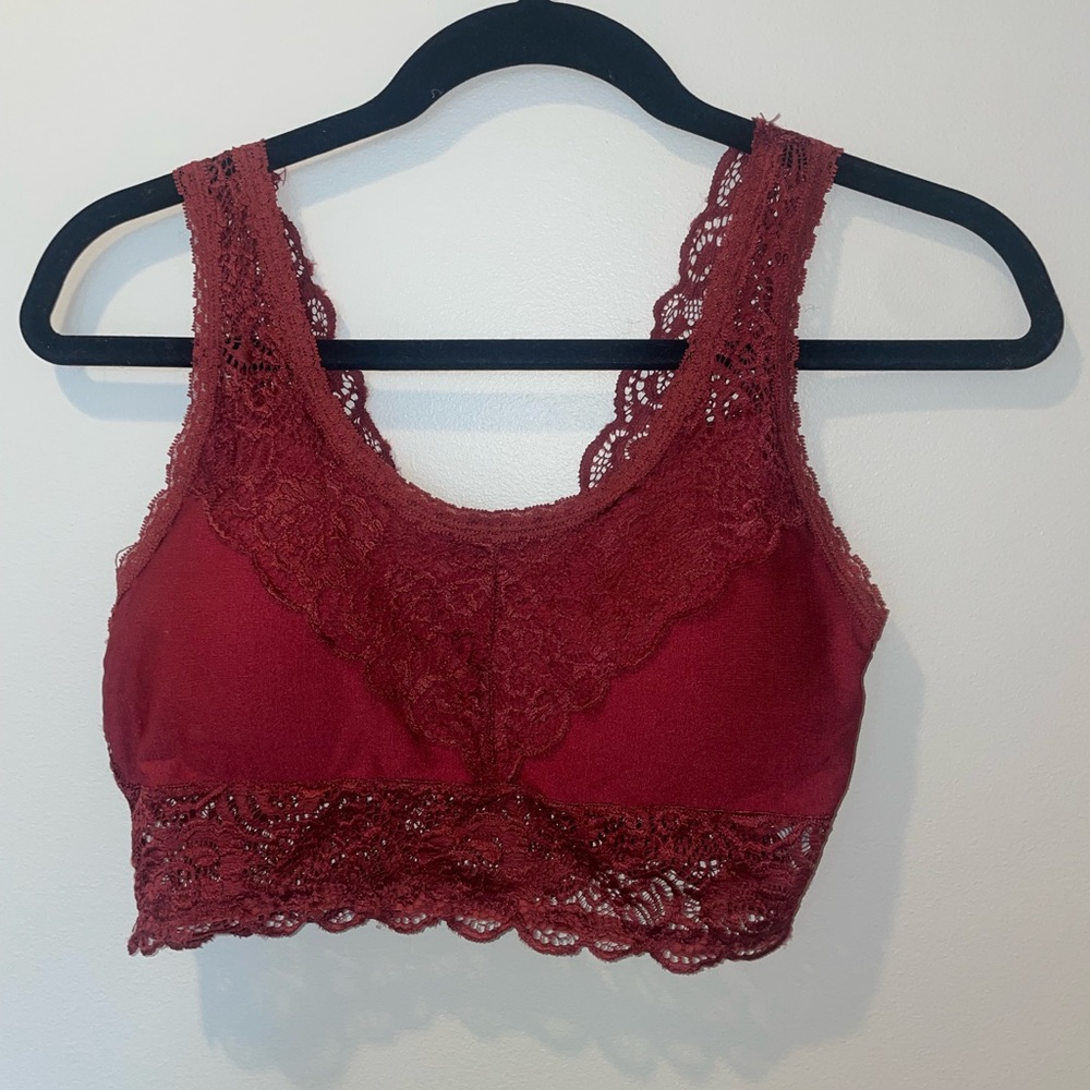 Altar’d State deep red lace bralette with removable cups